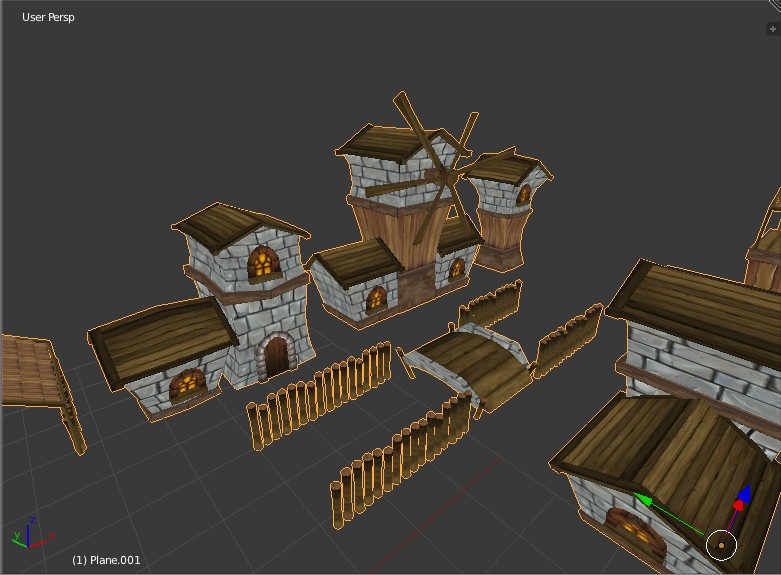 Low-poly One Texture Village preview image 1